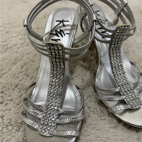Silver Rhinestone Strappy Heels - Picture 7 of 7